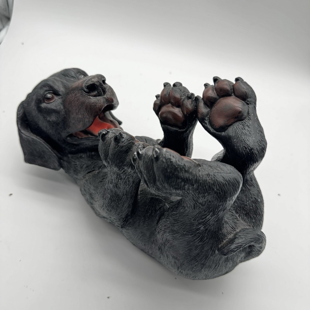 Vintage Black Lab Dog Wine Bottle Holder Figurine Resin Labrador Retriever